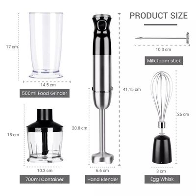 Portable Immersion Stick Hand Blender 4 In 1 With Chopper / Beaker