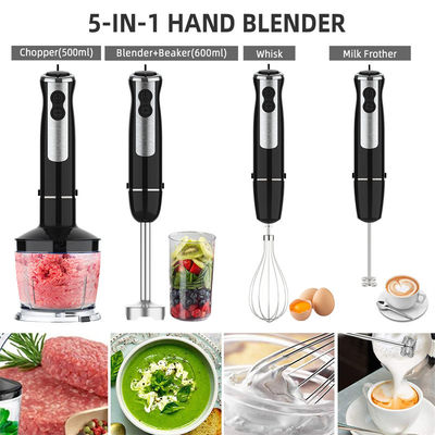 Kitchen electric appliances 5-in-1 blender hand held with whisk,milk frother,500ml chopper,600ml beaker