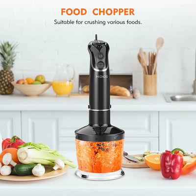 Titanium reinforced hand mixer blender with milk frother, egg whisk, food grinder, blending container