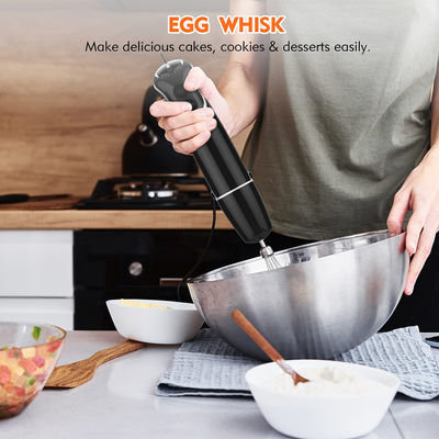 Titanium reinforced hand mixer blender with milk frother, egg whisk, food grinder, blending container