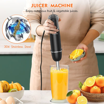 Titanium reinforced hand mixer blender with milk frother, egg whisk, food grinder, blending container