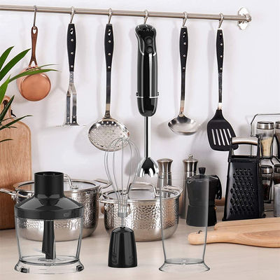 Titanium reinforced hand mixer blender with milk frother, egg whisk, food grinder, blending container