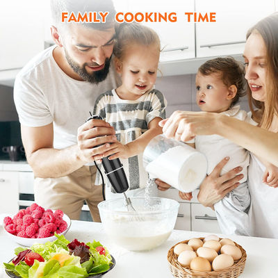 Titanium reinforced hand mixer blender with milk frother, egg whisk, food grinder, blending container