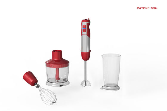 Stainless Steel Portable Hand Blender Red Stepless Speeds Easy Assembly