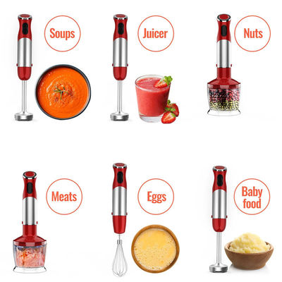 Power Stick Blender 400W Immersion Blender Red With 600ml Mixing Beaker