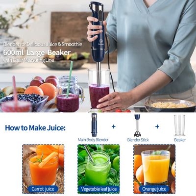 5 In 1 Portable Hand Blender , Immersion Hand Blender Set With Titanium Steel Blade