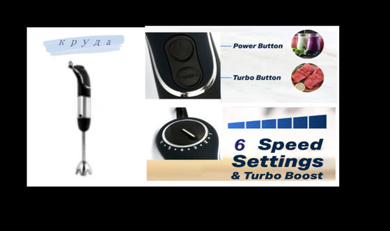 Low Noise Electric Immersion Hand Blender With Two Button Multi Speed