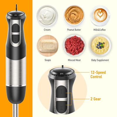 400W Immersion Stick Blender 3 In 1 Multi Function Two Speeds With Turbo 12 Speeds